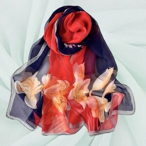 Soft, Lightweight Polyester Floral Scarf
